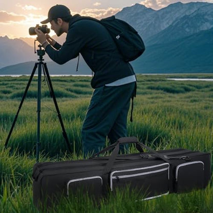 Tripod Carrying Case, 50.8" Heavy Duty Tripod Bag with Padded Divider | Light Stand Bag Dual Zipper Photo Studio Equipment Large Carrying Bag for Tripod, Monopods, Mic Stand, Tent Pole, Boom Stands - size: 50.8 x 9.4 x 9.8 IN