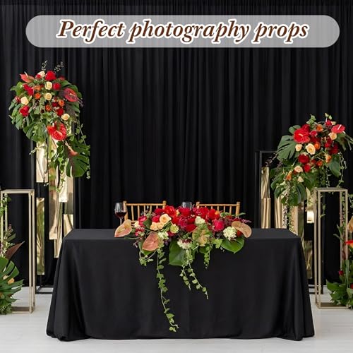 Tingjoo 80 FT x 10 FT Black Backdrop Curtains, Set of 16 Panels | Wrinkle Free Wedding Backdrop Drapes, Polyester Photo Backdrop Cloth for Birthday Graduation Party Photography Background - color: Black
