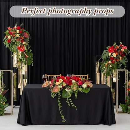 Tingjoo 80 FT x 10 FT Black Backdrop Curtains, Set of 16 Panels | Wrinkle Free Wedding Backdrop Drapes, Polyester Photo Backdrop Cloth for Birthday Graduation Party Photography Background - color: Black