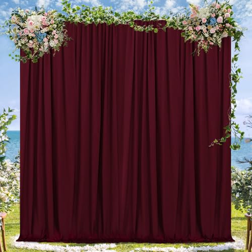 Burgundy Backdrop Curtains 10ftx10ft Christmas Polyester Photo Drapes - color: Burgundy, size: 2 Panels 5ft X 10ft
