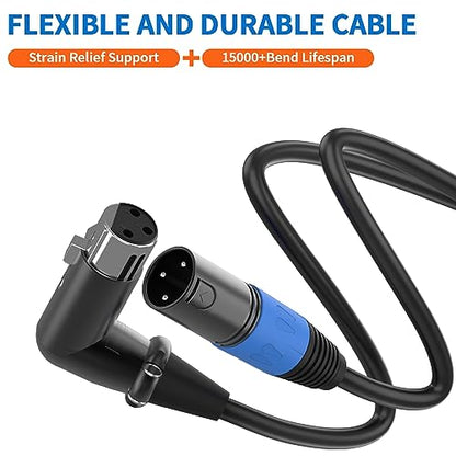 LanSenSu Right Angle XLR to Straight XLR Plug Cable, 90-Degree Female to Straight Male Balanced Cord 3-Pin to 3-Pin, (Right Angle -Female-4FT, 2Pack) - style: Right Angle -Female-4FT