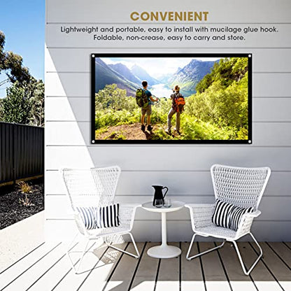 Projection Screens 40 in to 100in, Movie Projector Screen 16:9 4K Rear Front Movie Screen, Wrinkle Design, Widescreen for Movie Home Theater Cinema Office Video Game (84 inches) - size: 84 inches