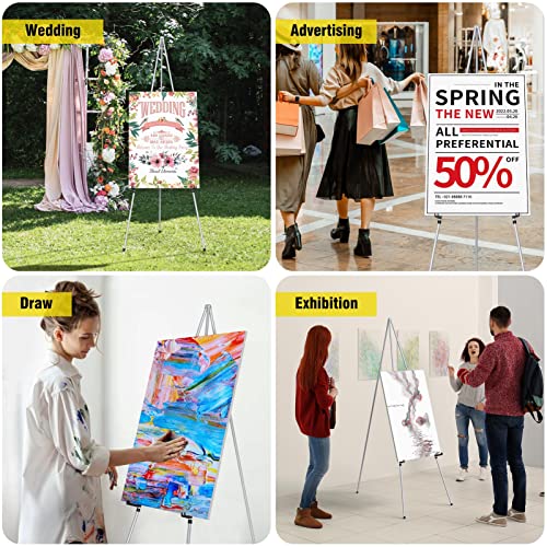 Portable Art Easel Stand 63 Inches - Picture Stands for Display w/Bag - Tabletop Art Easel Stand for Sign, Wedding Signs, Poster Stand, Painting Canvas Stand - Metal Tripod, Easels for Display, 2 Pack - style: 63 Inch Argent Silver (2 pack)