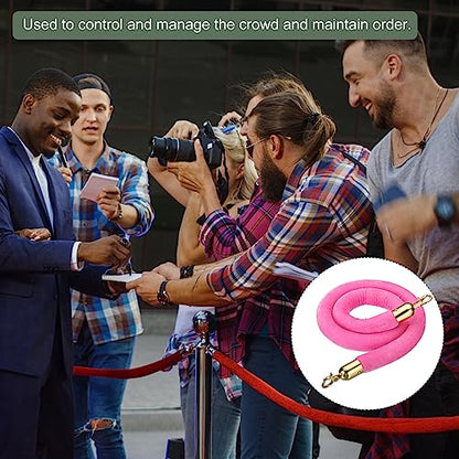 YOKIVE 2 Pcs Pink Velvet Stanchion Rope Crowd Control Barrier Rope, Manage The Crowd, Great for Hotels, Theaters, Ticket Offices (Golden, 4 Feet) - color: Pink, Golden, size: 4 Feet