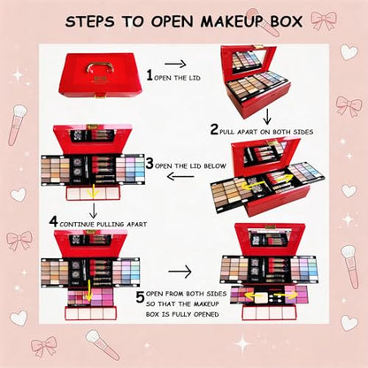 58 Colors Professional Makeup Kit for Women Girls All in One Full Make up Gift Set with Eyeshadow Palette, Blush, Lipstick, Eyeliner, Highlighter, Mascara, Mirror,Makeup Gift for Women Teens Beginners