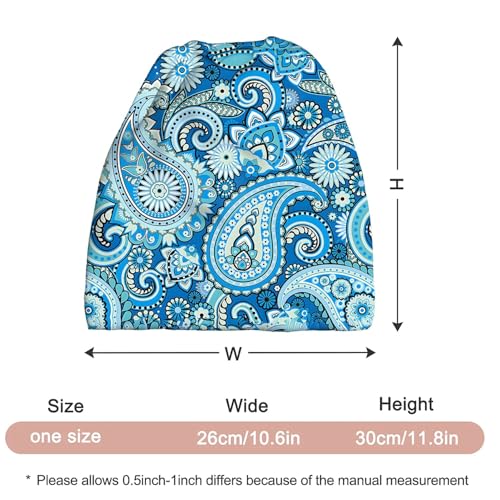 Art Owl Women's Slouchy Beanie Hat Cute Turban Hats Cancer Headwear Caps Baggy Skull Sleep Scarf - color: Blue Boho Printed