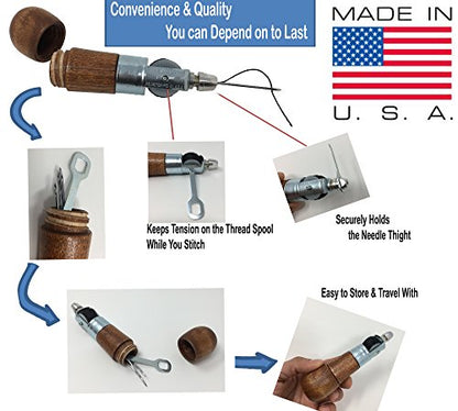 Repair Stitch Tool | Sewing Awl for Bounce Houses, Inflatables, Leather, Thick Fabric, Shoes, Bags, Belt, Upholstery Repair Kit & Crafts Leather, Tarp Stitching – Made in USA. Professional Heavy Duty