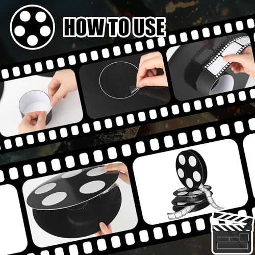Honoson 4 Pcs Movie Reel Filmstrip Centerpiece Cinema Props Theme Party Decorations Reel Decor for Movie Night Party Decor