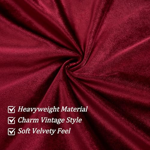 Extra Wide Burgundy Velvet Waterfall Valance, 110 x 43, 1 Panel | Soft Velvet Fabric, Beaded Tassel Trim, Creates Graceful Folds Layered look, Designed For Large Windows, Rod Pocket Top - color: Burgundy, size: 110"W x 43"L (Pack of 1)