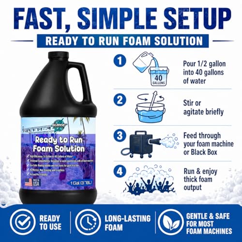 SurgeFX Foam Party Premixed Foam Solution Refill for Foam Machines - Safe, Highly Concentrated Foam for Parties, Weddings, Events - Pet & Human Safe Solution - 1 Gallon