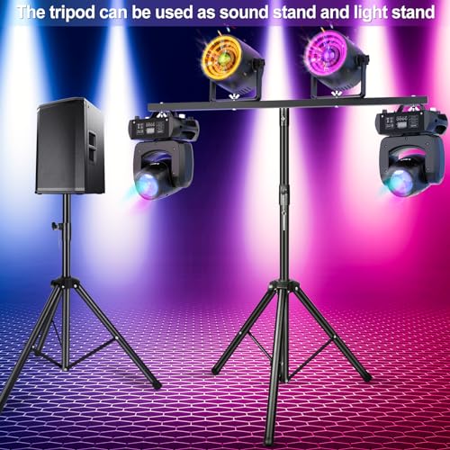 U`King Products Dj Light Stand, Light Stand Tripod, Pro Audio DJ Lighting Tripod, Affordable Metal Stand with Crossbar, T-Bar Lighting Stand (39-70 inch)-4Stand