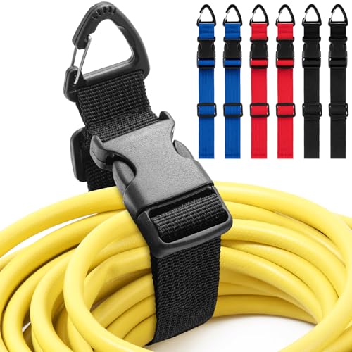 6 Pack Adjustable Extension Cord Holder Straps,Blue& Red& Black - color: Blue& Red& Black