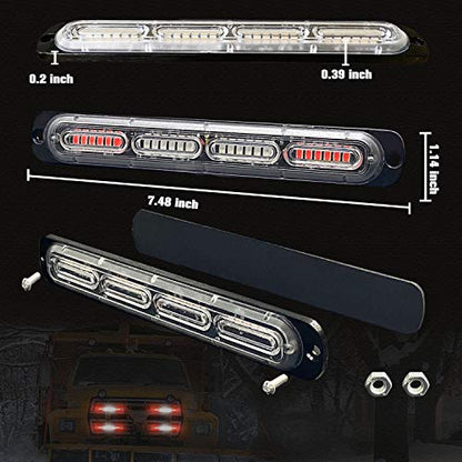 LED Emergency Strobe Light 24-LED Red White Red Flashing Warning Beacon Hazard Construction Caution Light Bar for Off Road Firefighter Vehicles Trucks SUV ATV 4-Pack - color: Red White Red