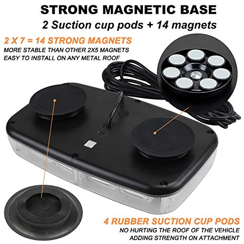ASPL 48LED Roof Top Strobe Lights, High Visibility Emergency Safety Warning LED Mini Strobe Light bar with Magnetic Base for 12-24V Snow Plow, Trucks, Construction Vehicles (Amber/Green) - color: Amber/Green