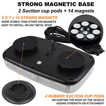 ASPL 48LED Roof Top Strobe Lights, High Visibility Emergency Safety Warning LED Mini Strobe Light bar with Magnetic Base for 12-24V Snow Plow, Trucks, Construction Vehicles (Amber/Green) - color: Amber/Green