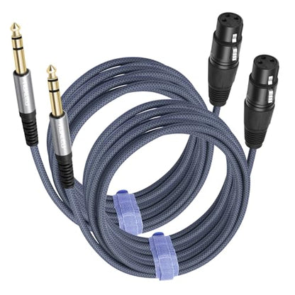 2 Pack 1/4 TRS Male to 3Pin XLR Female Microphone Cable,6.35mm TRS to XLR Female Braid Quarter inch Balanced Cable for Mixer Microphone Active Speakers-10Feet - color: 1/4 TRS To XLR F, size: 10 feet(2 pack)