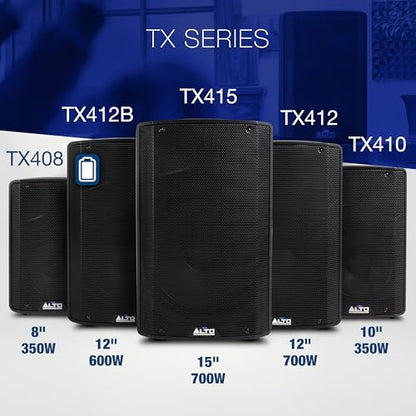 ALTO TX412B 600W 12" Battery PA Speaker - size: 412B