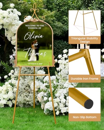 2 Pack Gold Easel Stand for Sign, 53.9" Heavy Duty Metal Display Easel with Storage Bag, Adjustable Art Easel for Wedding Sign, Welcome Sign, Picture - color: 2Pack Gold Iris