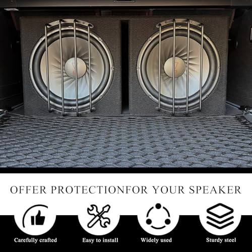 2 PCS Car Speaker Grill Cover, 12 Inch 4 Bar Audio Subwoofer Grill Grille Cover Guard, Universal Metal Bars Speaker Grille Protective Covers for Car Audio Subwoofer - color: 12 inches