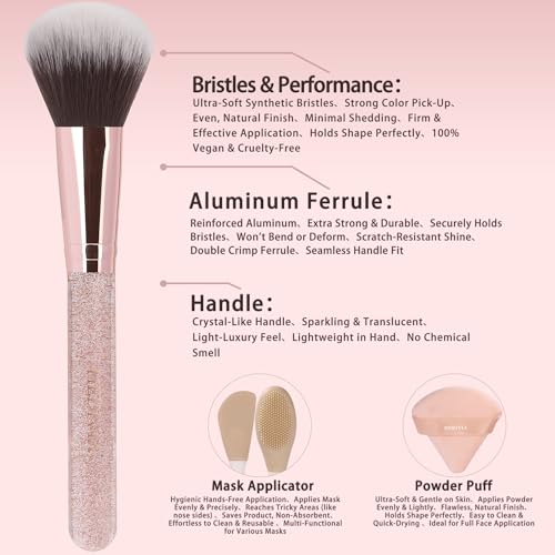 Pink Makeup Brushes Set 14 Pcs Professional, Synthetic Foundation Concealer Powder Blush Eyeshadow Brushes with 2 Powder Puffs & Dual-ended Mask Applicator, Gifts for Women Teen Girls - color: Pink