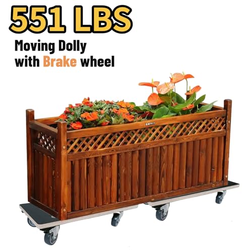 Anti-Slip Plywood Platform Dolly 2 Swivel + 2 Brake Caster Wooden Cart 550 Lbs Capacity (2 Packs per Set) Furniture Transporter Widely Use for Moving Heavy Furnitures,Goods, Green Plants - color: Rectangle With Brake