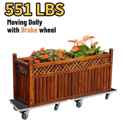 Anti-Slip Plywood Platform Dolly 2 Swivel + 2 Brake Caster Wooden Cart 550 Lbs Capacity (2 Packs per Set) Furniture Transporter Widely Use for Moving Heavy Furnitures,Goods, Green Plants - color: Rectangle With Brake