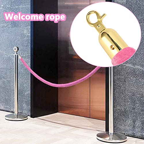 4 Pack 6.5 Feet Pink Velvet Rope Barrier, Velvet Stanchion Rope with Gold Hooks Velvet Hanging Rope for Movie Theaters, Parties, Hotels, Restaurants