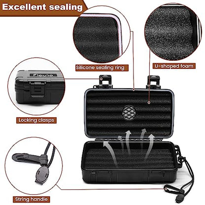 Flauno Travel Cigar Humidor Case - Portable Cigar Box kit with Humidifier Disc, Cigar Cutter, Cigar Punch, Cigar Holder & Dropper, Waterproof, Crushproof, Airtight (Holds up to 10 Cigars) - size: Holds up to 10 Cigars with Cigar Accessories