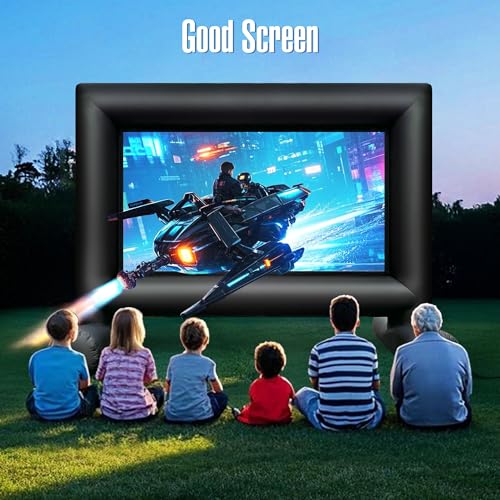 14Ft Outdoor Inflatable Movie Projector Screen with Built-in Fan Supports Front and Rear Projection, Blow Up Movie Screen for Party, Easy to Set Up - size: 14Ft