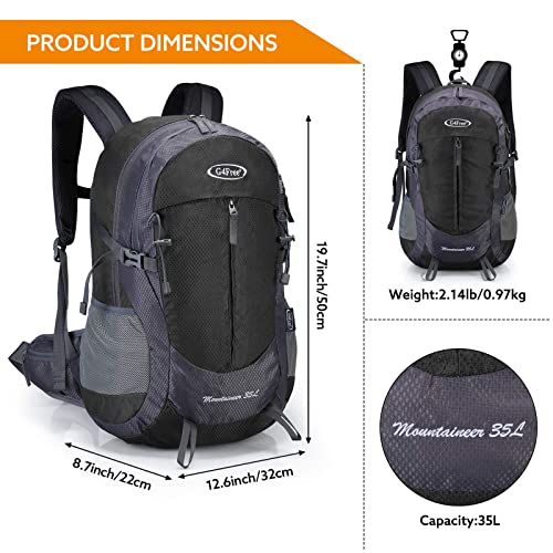G4Free 35L Hiking Backpack for Women Men, Water Resistant Outdoor Sports | Nylon Water Resistant, 35L (19.7"*12.6"*8.7"), Camping, Climbing, Travel Daypack, Lightweight backpack with Rain Cover - color: Black