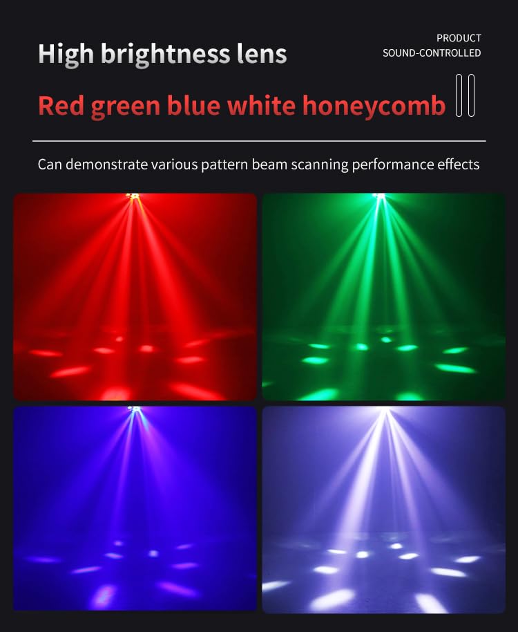 BAKOD 7-in-1 Projector Party Light with GOBO Patterns, RGBW Disco Ball & Strobe Effects, Sound Activated DJ Stage Lighting with DMX512 and Remote Control for Weddings, Karaoke, Clubs, Birthday Events