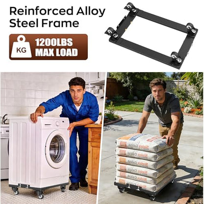 IMAYCC 1200LBS Furniture Dolly, Heavy Duty Furniture Movers with Wheels, Moving Dolly with Lifttable Baffles & Brakes, Reinforced Steel Frame & All-Terrain Wheels for Appliance Dolly - size: 1 Pack