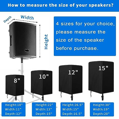 2PCS Speaker Cover for 12 Inch PA/DJ Powered Speaker Mounted on Stand, Outdoor Speaker Covers UV Protection Water Resistant Dustproof 800D Oxford Cloth(Black) - size: L:26.5" H x 15" W x 16.5" D