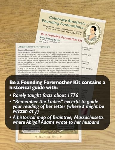 Colonial costume women,1776 Revolutionary War, Betsy Ross. 6-Item Costume Accessories Set with Mob Cap Bonnet, Apron, Shawl, Brooch, "Remember the Ladies" Sealed Letter & Guide. Dress not included.