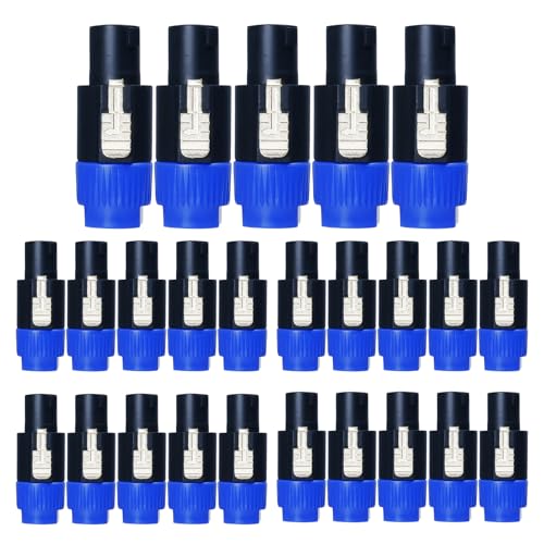 HBU 25 Packs 4 Pole Speakon Connectors - Twist Lock NL4FC Speak-On Connector Replacement - Compatible 4-Pole Plug for NL4FC, NL4FX, NLT4X, NL2FC, NL2FX Adapter (25 Pack) - size: 25 Pack