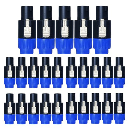 HBU 25 Packs 4 Pole Speakon Connectors - Twist Lock NL4FC Speak-On Connector Replacement - Compatible 4-Pole Plug for NL4FC, NL4FX, NLT4X, NL2FC, NL2FX Adapter (25 Pack) - size: 25 Pack