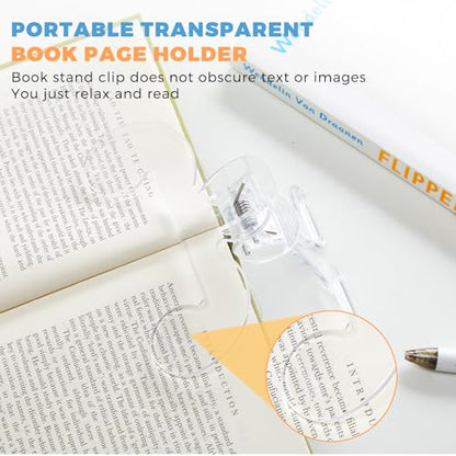 Transparent Book Page Holder, 12° Book Opener Clip | Portable Book Clips to Hold Book Open, Notebook Clips for Reading, Magzines Fixing Manuscripts, Suitable for Teacher Clerk - color: Transparent