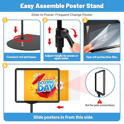 4Pack Sign Stand for Display 8.5 x 11, Adjustable Poster Stand for Table Top & Floor, Floor Standing Sign Holder, Signage Stands for Business, Tradeshow, Store, Farm Display Stands - size: 4 Pack, 8.5 x 11 inch