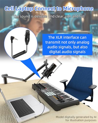 3.5mm to XLR Coiled Cable,Right Angle 1/8Inch Mini Jack TRS Stereo | Male to 3 Pin XLR Female Microphone Audio Cord Adapter for MP3 Players,Laptops,Speakers（50CM/1.65FT）
