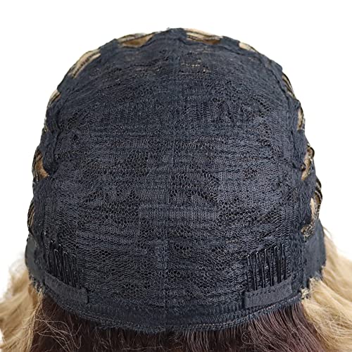26 Inch Long Brown Curly Wigs for Women Black Roots Hairline 80s Retro Wig - color: Ombre Brown