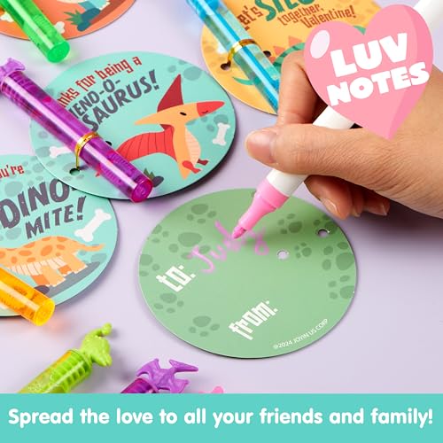 JOYIN 32 Packs Valentine's Day Gift Cards with Mini Bubble Wands for Kids, Valentine's Party Favor, Classroom Exchange Gift for Kids, Holiday Reward Prizes - style: Dinosaur