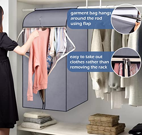 SLEEPING LAMB 43'' Garment Bags for Closet Storage with Zippers Completely Closed Wardrobe for Hanging Clothes Suits Coats Cover, 2 Packs, Grey(Hanging Rod Not Included) - size: 43 inches