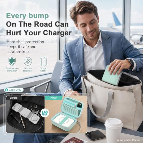 Hard Travel Case for Iseyyox for RTOPS for QUZUDN 3 in 1 Wireless Charger - color: Green
