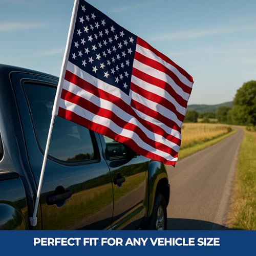 DC Custom Car Flag Pole Window Custom Flag with Picture, Made in USA | 12x17 Inch Car Window Flags for Vehicles, Custom Flags for Outside, Flag Pole for Car and Car Flag Holder Included - color: Car Flag