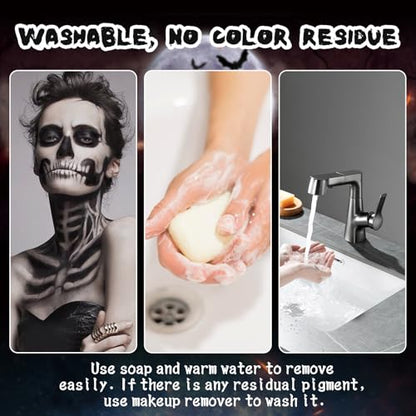 COVACURE Face Painting Kit, Black, Red & White Professional Water-based Halloween Makeup Kit with 3 Sponges & 3 Brushes for Halloween Clown Makeup, Cosplay, Costume, SFX Special Effect, Theme Parties