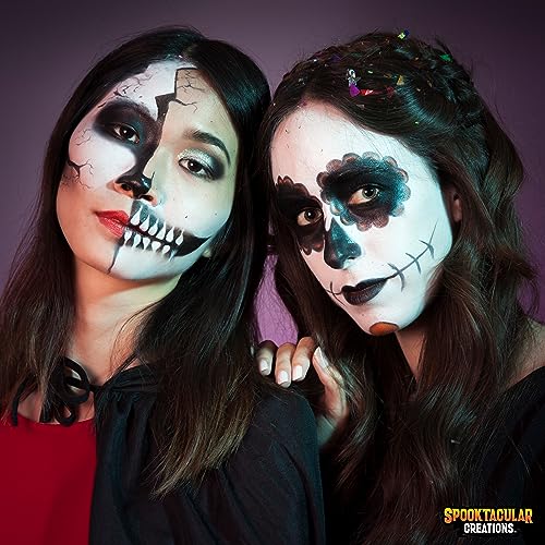 Spooktacular Creations Halloween Makeup Palette 3 Colors, Face Body Paint Makeup Wheel Waterproof Zombie Skeleton Cosplay Face Painting for Adult(0.35 Oz,White Black Red ) - color: Multicolor