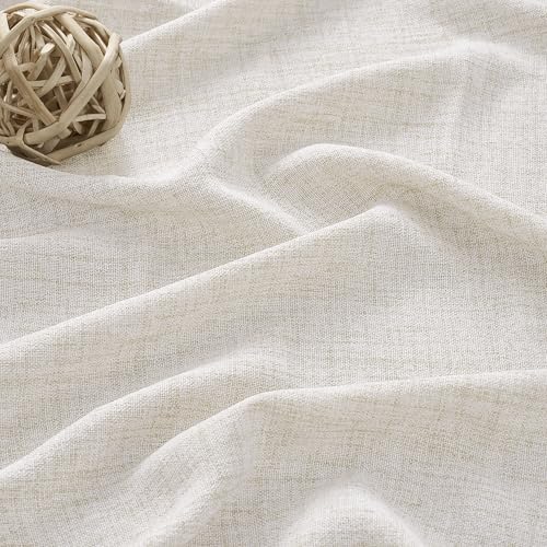 RAIN CITY Natural Pinch Pleated Curtains 45 Inches Long 2 Panels Set, Natural Linen Blend Slub Yarn Sheer Window Drape for Small Windows Bedroom 42 by 45 Inch - color: Natural, size: 42"W x 45"L (Pack of 2)