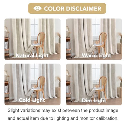 H.VERSAILTEX Velvet 100% Blackout Curtains for Living Room Full Light Blocking Curtains Thermal Insulated Room Window Drapes Soft Luxury Curtains Grommet Top 2 Panels (55" W x 63" L, Sand) - color: Sand, size: 55"W x 63"L (Pack of 2)
