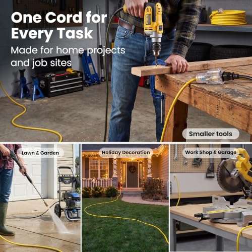 GEARit 50 ft Outdoor Extension Cord, 16/3 SJTW, 16 AWG Lighted - size: 16 AWG Gauge, style: 50 Feet (SJTW Rated)