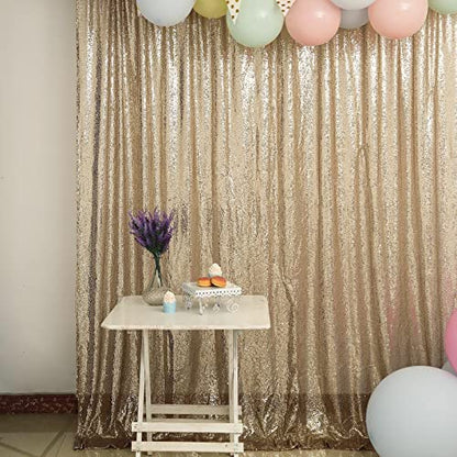 JYFLZQ Champagne Sequin Backdrop Curtains for Party 2ft x 8ft 4Panel - color: Champagne, size: 2 ft x 8 ft - 4 Panels